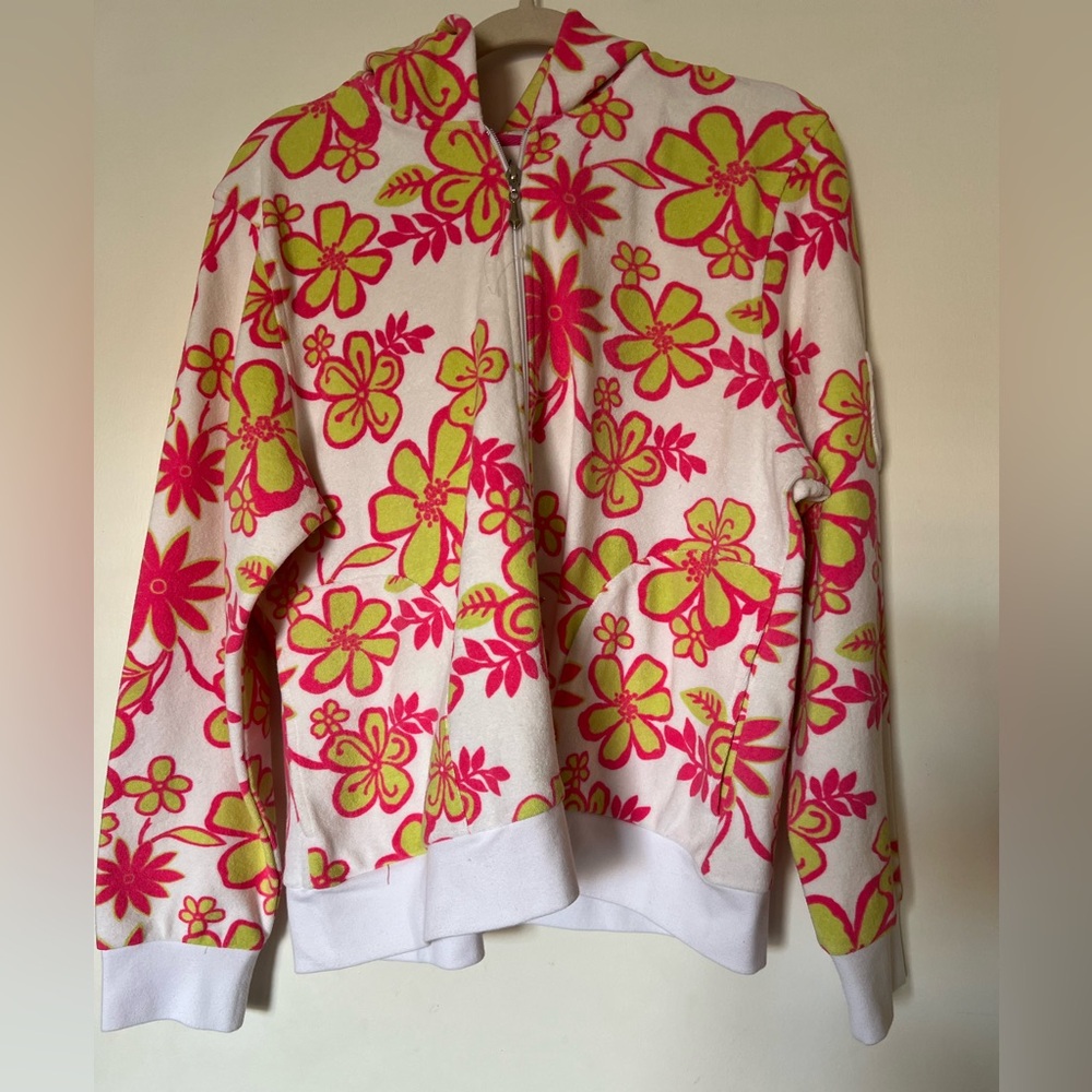 Larkspur Hooded Floral Terry Zip-Up – Size 
Jacket